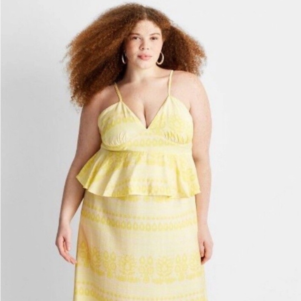 FUTURE COLLECTIVE X JENNY LOPEZ Floral Print Empire Ruffle Midi Dress